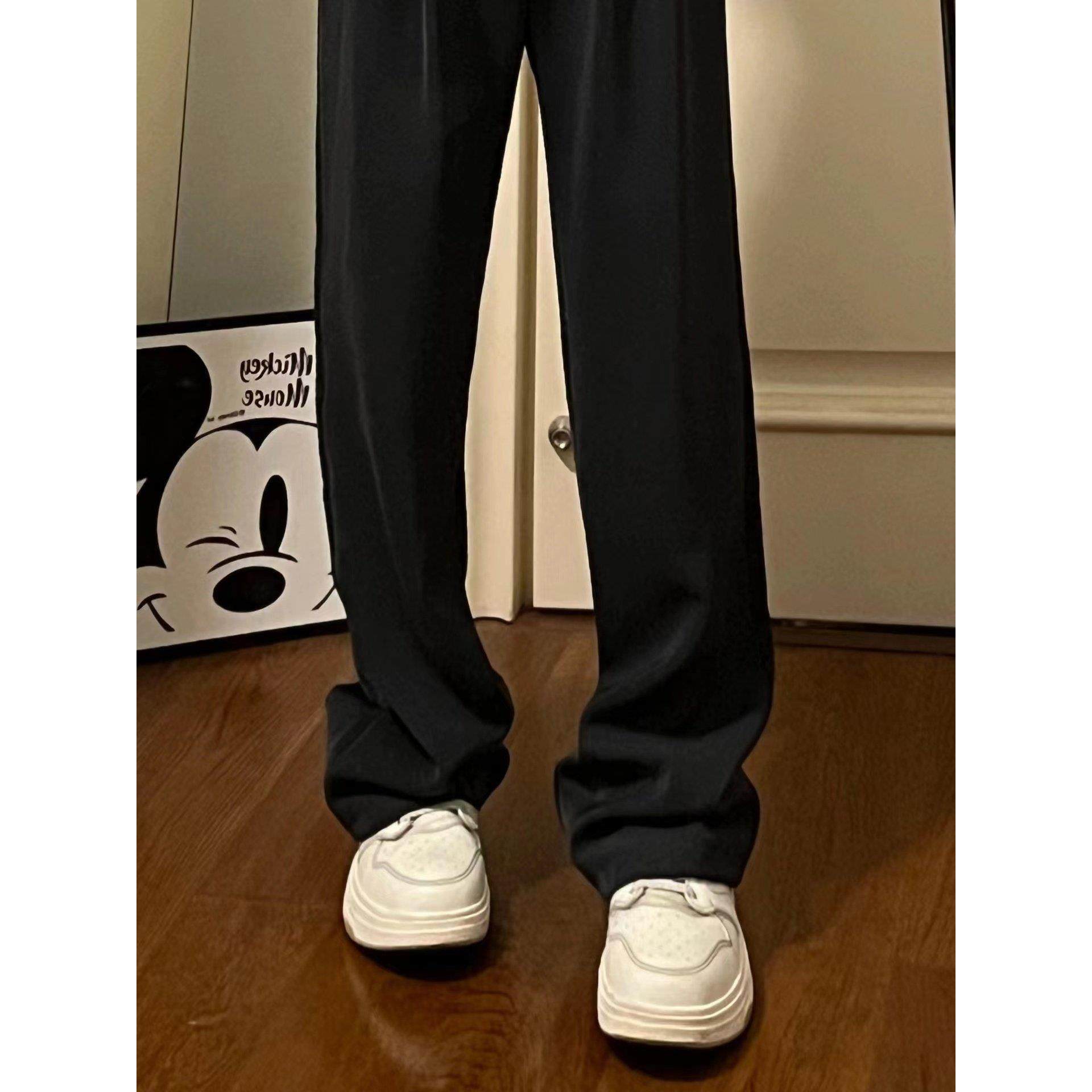 175高个子加长黑色阔腿西装裤女夏季高腰显瘦垂感窄版直筒拖地裤