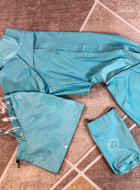 【狗爸自制】如精灵般！湖蓝色狗狗雨衣四脚全包大型犬雨披冲锋衣