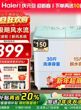 海尔洗衣机家用10KG15公斤超大容量半自动双桶双缸波轮统帅出租用