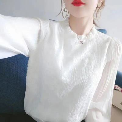 雪纺衬衫上衣女2021春秋气质百搭小衫