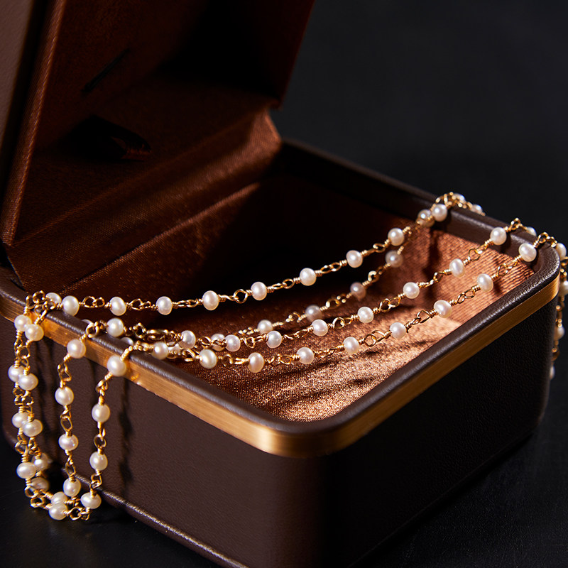 【金玉珠宝】极光爆亮小珍珠长短款毛衣链多戴款仙女链珍珠项链