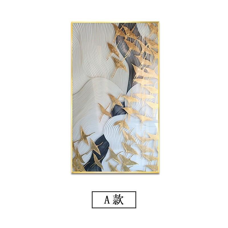 现代简约玄关抽象艺术装饰画 走廊过I道蝴蝶挂画铝W合金金箔壁画图片