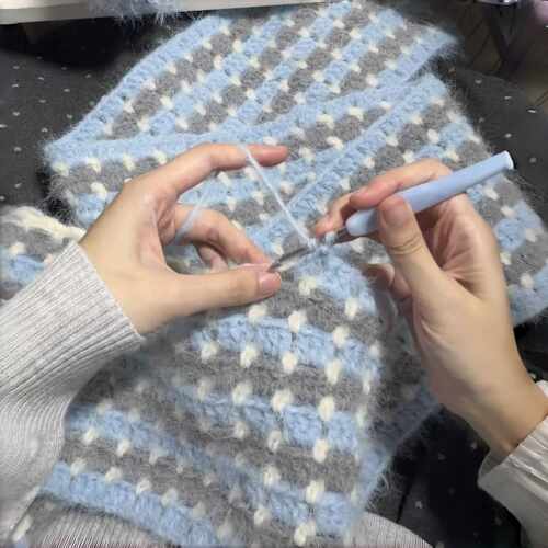 格纹围巾围脖手工编织diy