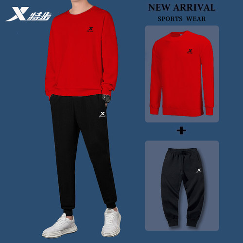 特步套装男秋冬新款两件套男装