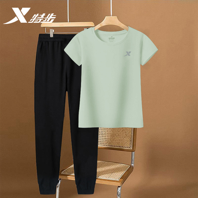 特步短袖套装休闲瑜伽服女装