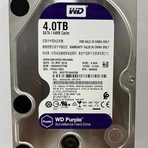 议价WD40PURX-64N96Y0  WD/西数 4TB 移动