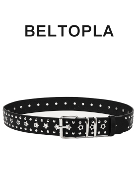 BELTOPLA原创设计免打孔铆钉辣妹皮带女y2k朋克风星星裤腰带男潮
