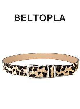 BELTOPLA美式复古豹纹腰带男女同款小众个性辣妹针扣皮带时尚百搭