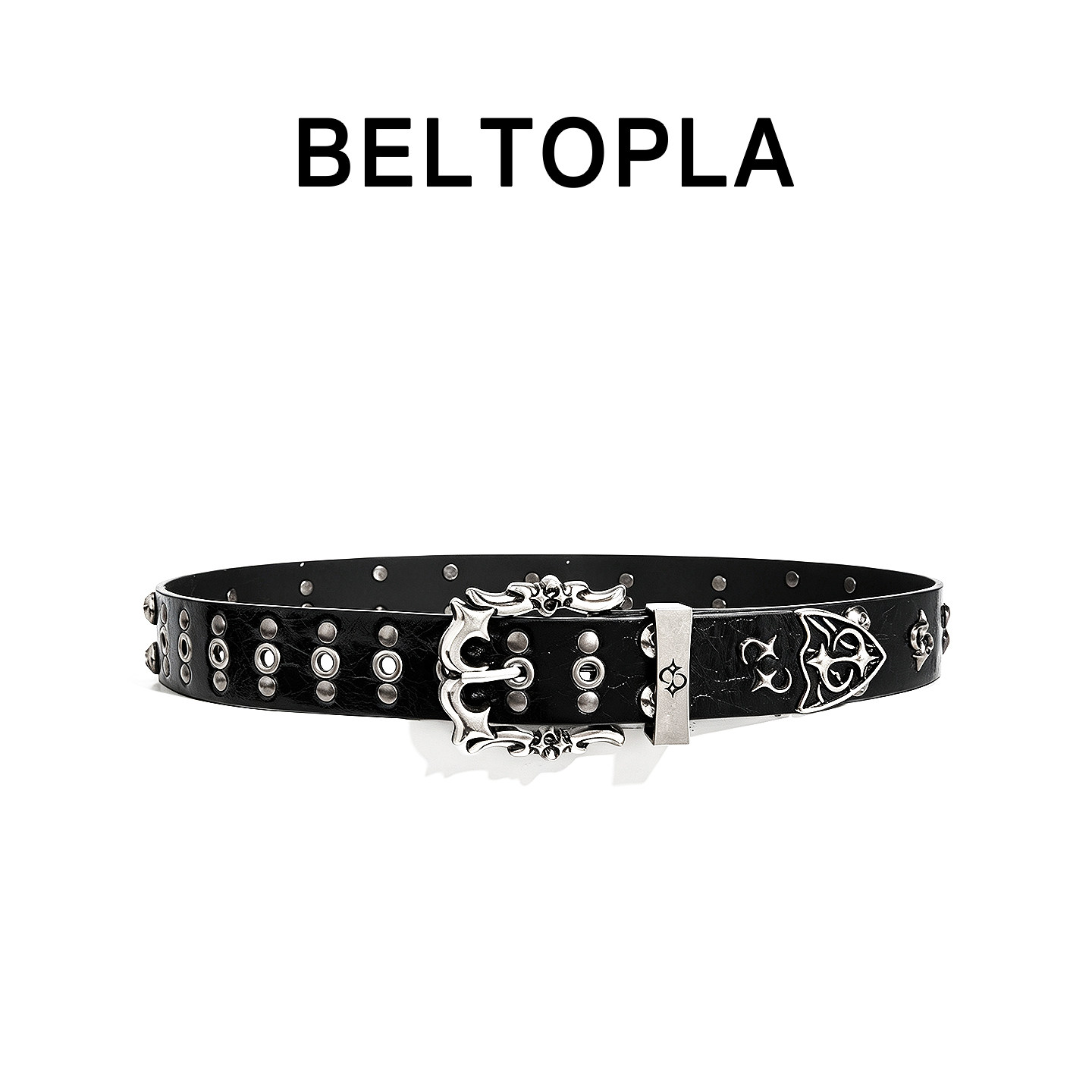 BELTOPLA原创美式复古重工设计感腰带男女款亚比朋克铆钉裤带皮带