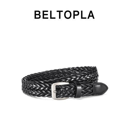 BELTOPLA编织免打孔百搭腰带男女