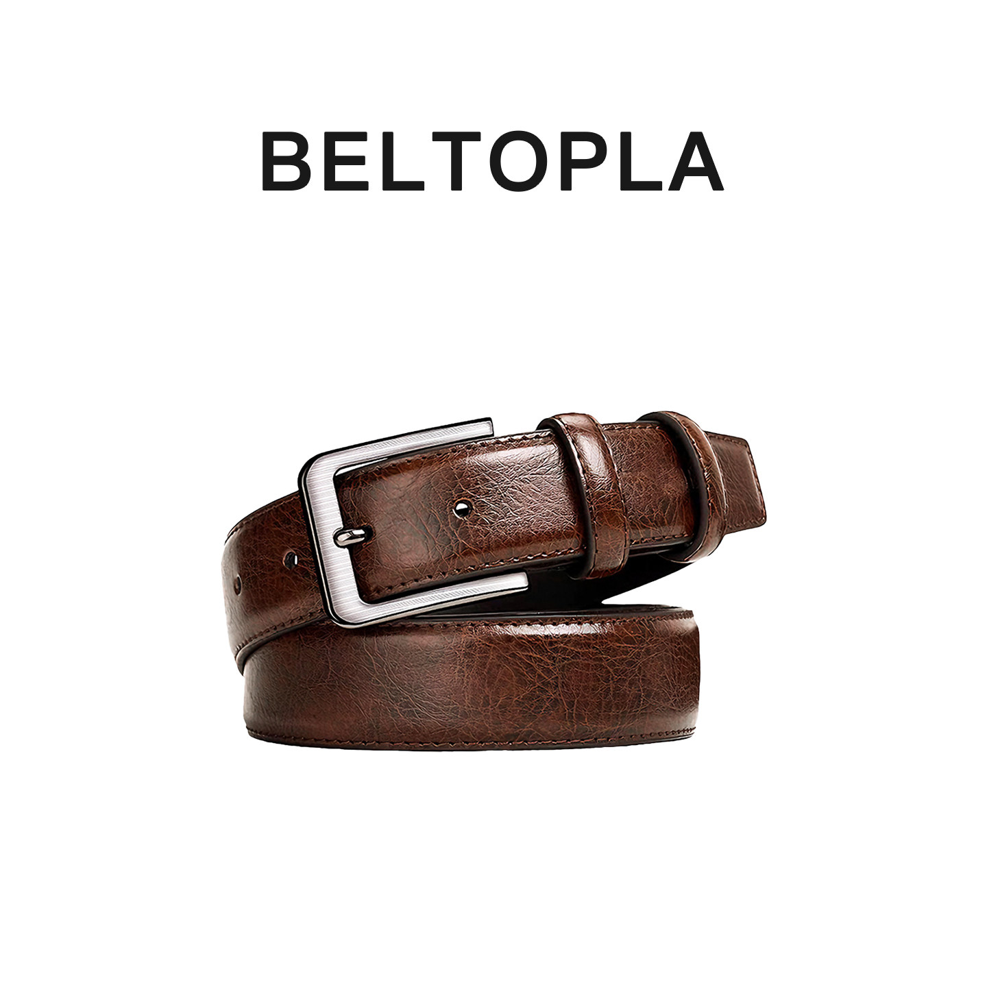 BELTOPLA棕色复古cleanfit老钱风腰带简约原创牛仔裤棕色皮带男女