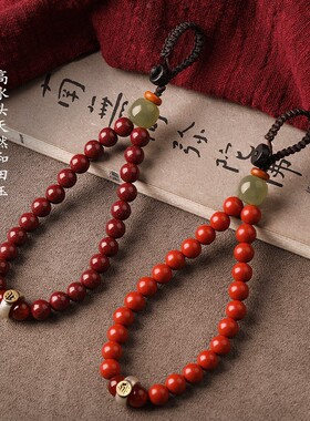 情侣朱砂本命佛玉石钥匙扣挂件