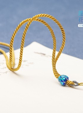 DIY手工编织景泰蓝莲花吊坠挂件可调节穿搭玉器翡翠配饰项链挂绳