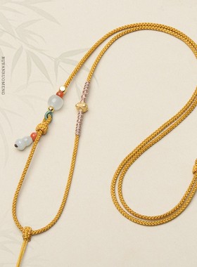 2mm细绳金线转运结项链绳diy翡翠玉坠佛牌黄金可调节玉葫芦挂件绳