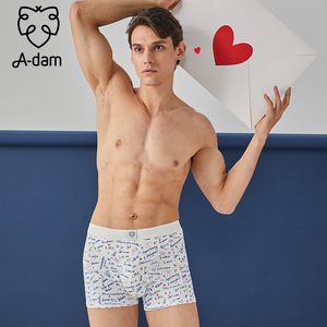 新品|Adam荷兰潮牌男士内裤白色纯棉透气中腰提臀四平角运动短裤