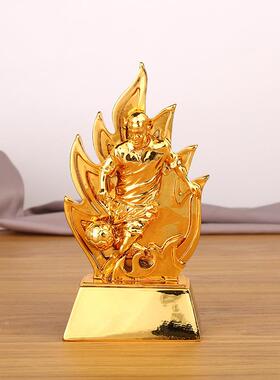 火焰男足射手奖杯 电镀树脂工艺品 足球颁奖礼品球迷用品定制印字