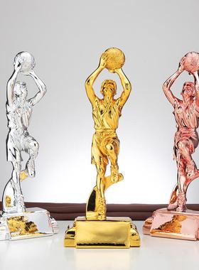 篮球MVP球员奖杯印字NBA创意个人奖杯 树脂电镀金银铜人物冠军杯