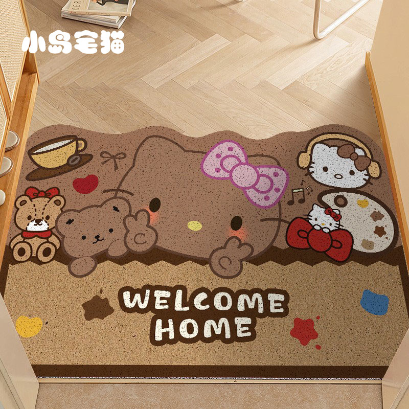 入户门地垫kitty丝圈玄关脚垫除尘耐脏地毯室内外家用防滑进门垫
