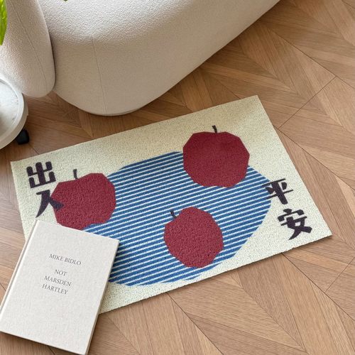 小岛韩系简约苹果平安丝圈入户地垫门口玄关防滑脚垫耐脏免洗进门