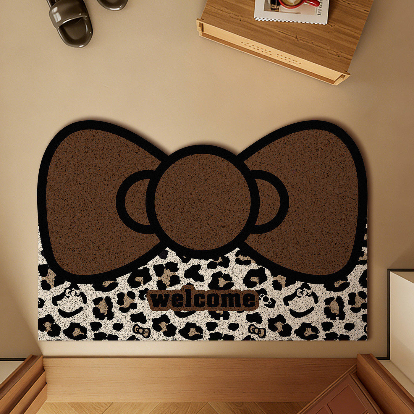 黑皮KT丝圈入户门地垫2026地毯进门口脚垫丝圈脚垫豹纹印花耐磨