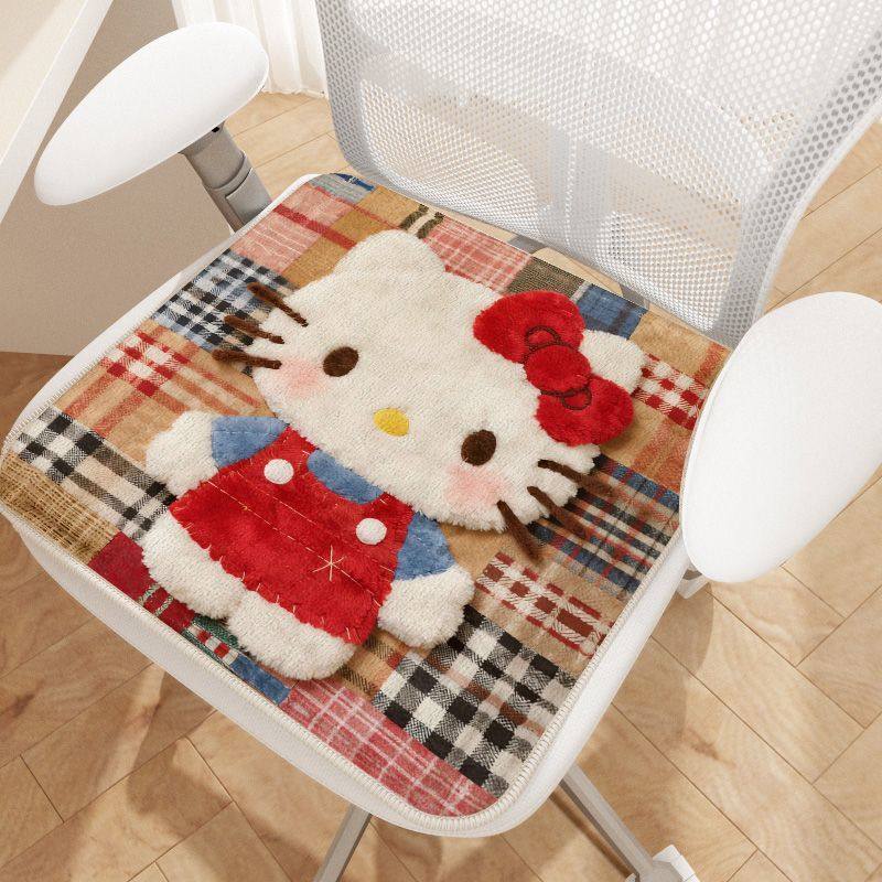 复古可爱凯蒂猫毛绒坐垫卡通办公室久坐椅垫学生凳子屁垫柔软垫子,居家布艺,椅垫,淘宝优惠券,粉丝福利购,淘宝优惠卷