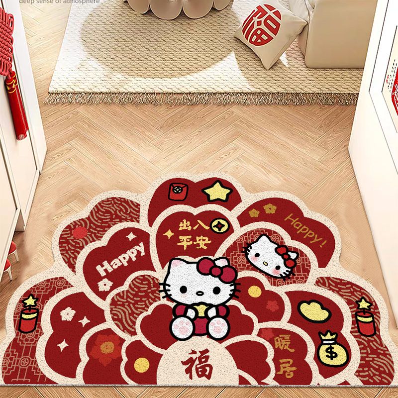 hellokitty入户门地垫可裁剪丝圈花朵异形玄关换鞋区脚垫耐脏防滑