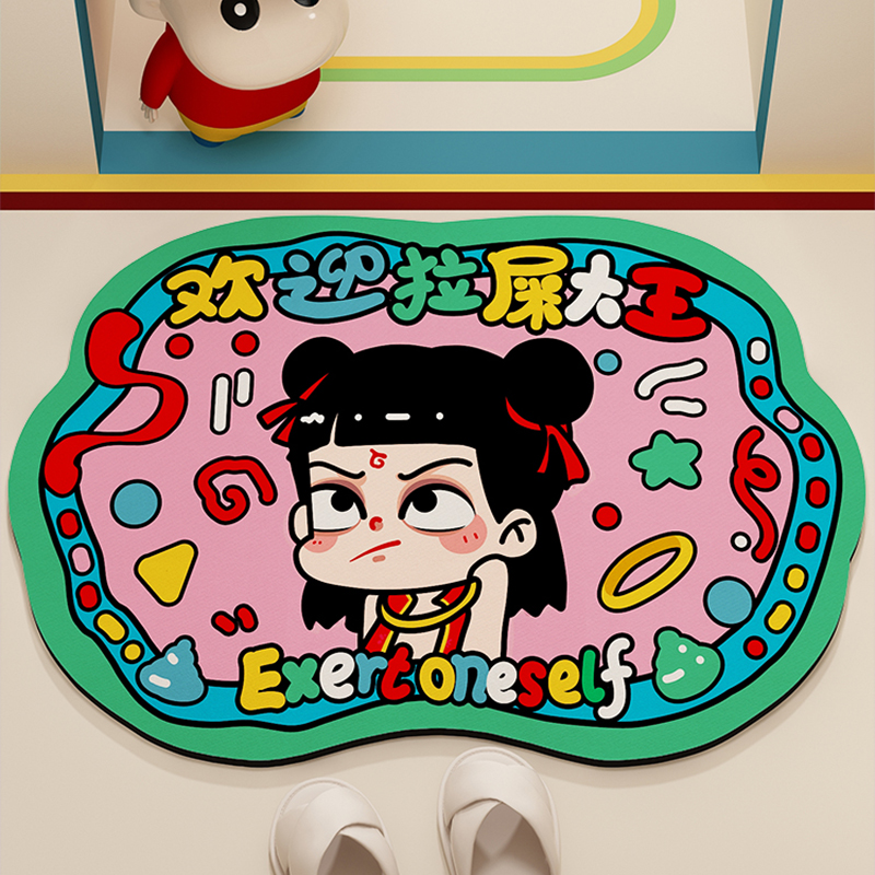 哪吒浴室吸水地垫厕所防滑卫生间门口硅藻泥脚垫欢迎拉屎大王地毯