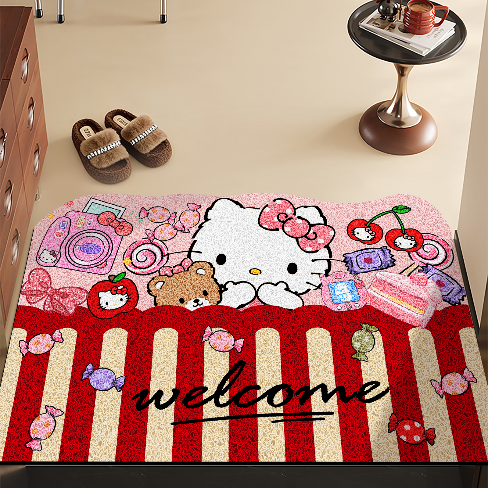 凯蒂猫入户门地垫家用防滑蹭土脚垫子卡通换鞋进门垫丝圈除尘地毯,居家布艺,入户地垫,淘宝优惠券,粉丝福利购,淘宝优惠卷