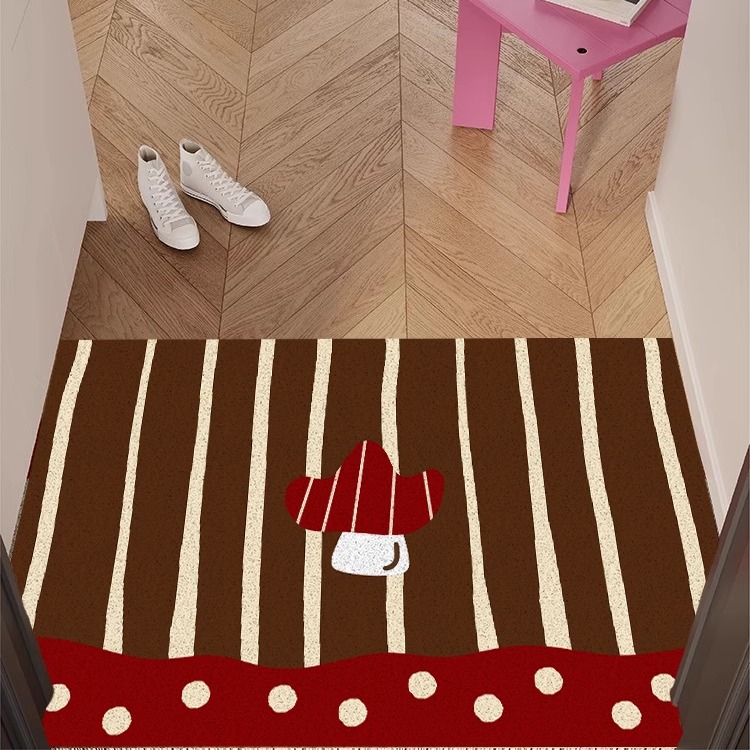 复古撞色入户门地垫玄关进门脚垫除尘耐脏防滑门垫家用可裁剪地毯