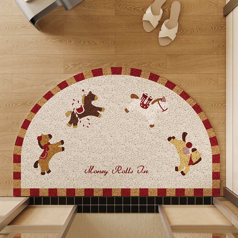 卡通半圆形小马入户门地垫新年2026新款丝圈蹭土门口进门脚垫防滑,居家布艺,入户地垫,淘宝优惠券,粉丝福利购,淘宝优惠卷