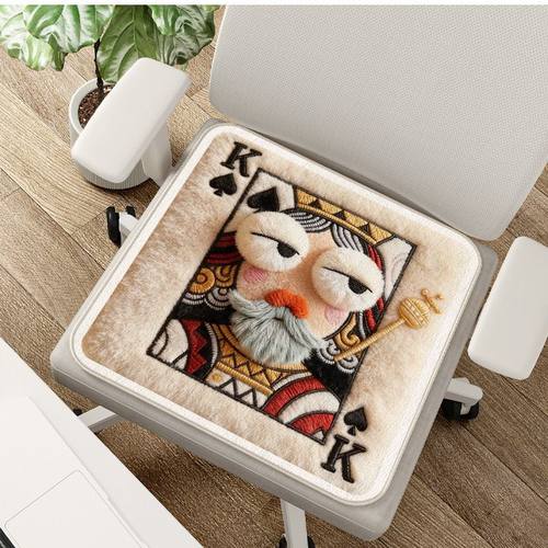 可爱搞怪毛绒扑克牌抽象坐垫天鹅绒秋冬柔软办公室学生座椅椅垫