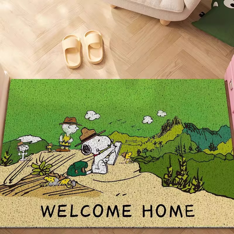 卡通史努比入户门丝圈地垫防滑室内客厅玄关耐脏除尘地垫自由剪裁