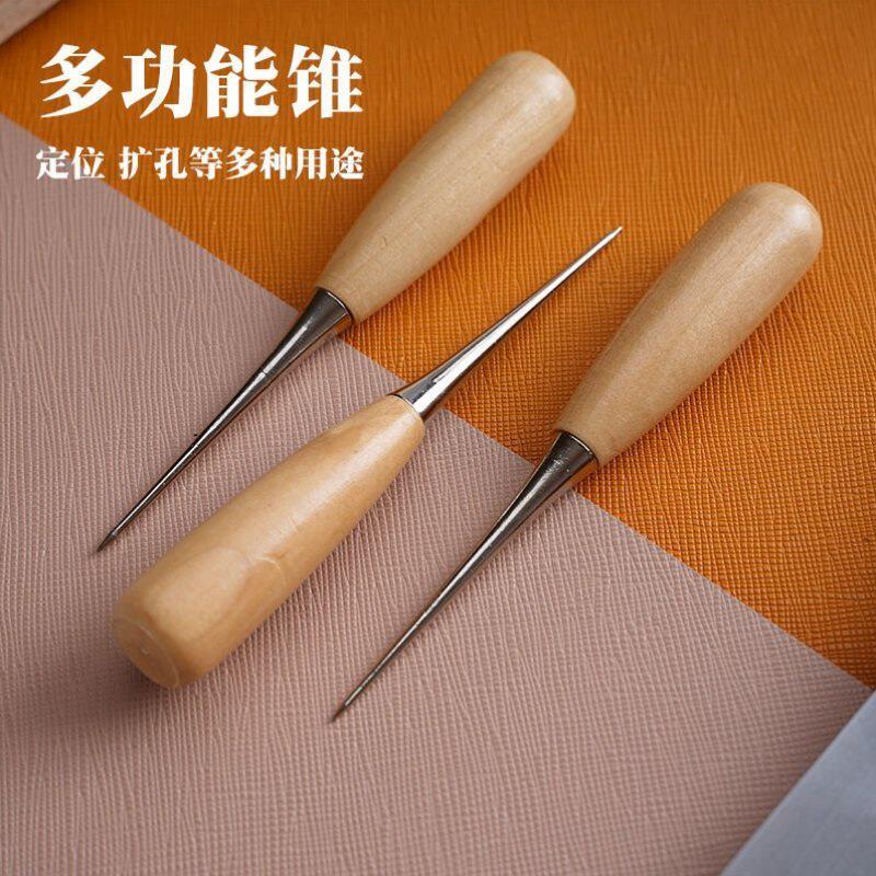 구멍을 통해 나무 손잡이 송곳 코일 끌어 오기 반지 수제 로프 도구 단단한 나무 송곳 DIY QIANTONG