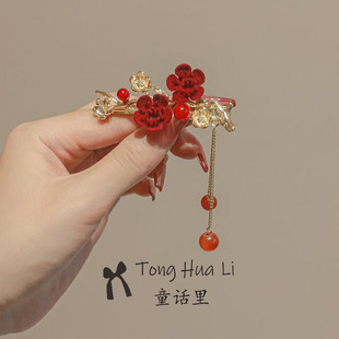 喜婆婆头上戴的花女士盘头花喜婆婆头饰高端结婚妈妈盘头发饰发簪