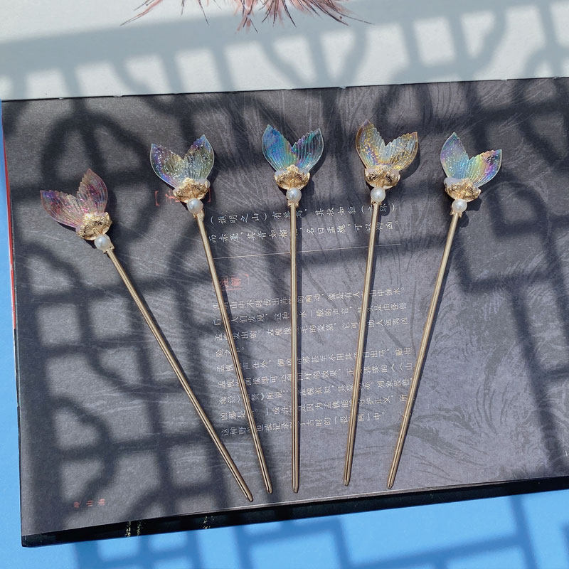 中国风鱼姬尾日常发簪日式和风小清新鱼尾盘发簪子仙气古风饰品