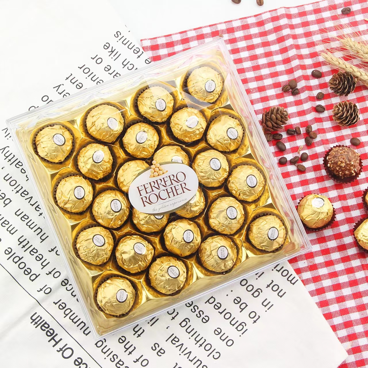 【正品】费列罗巧克力t24粒礼盒装费列罗巧克力30粒48粒3粒装三色