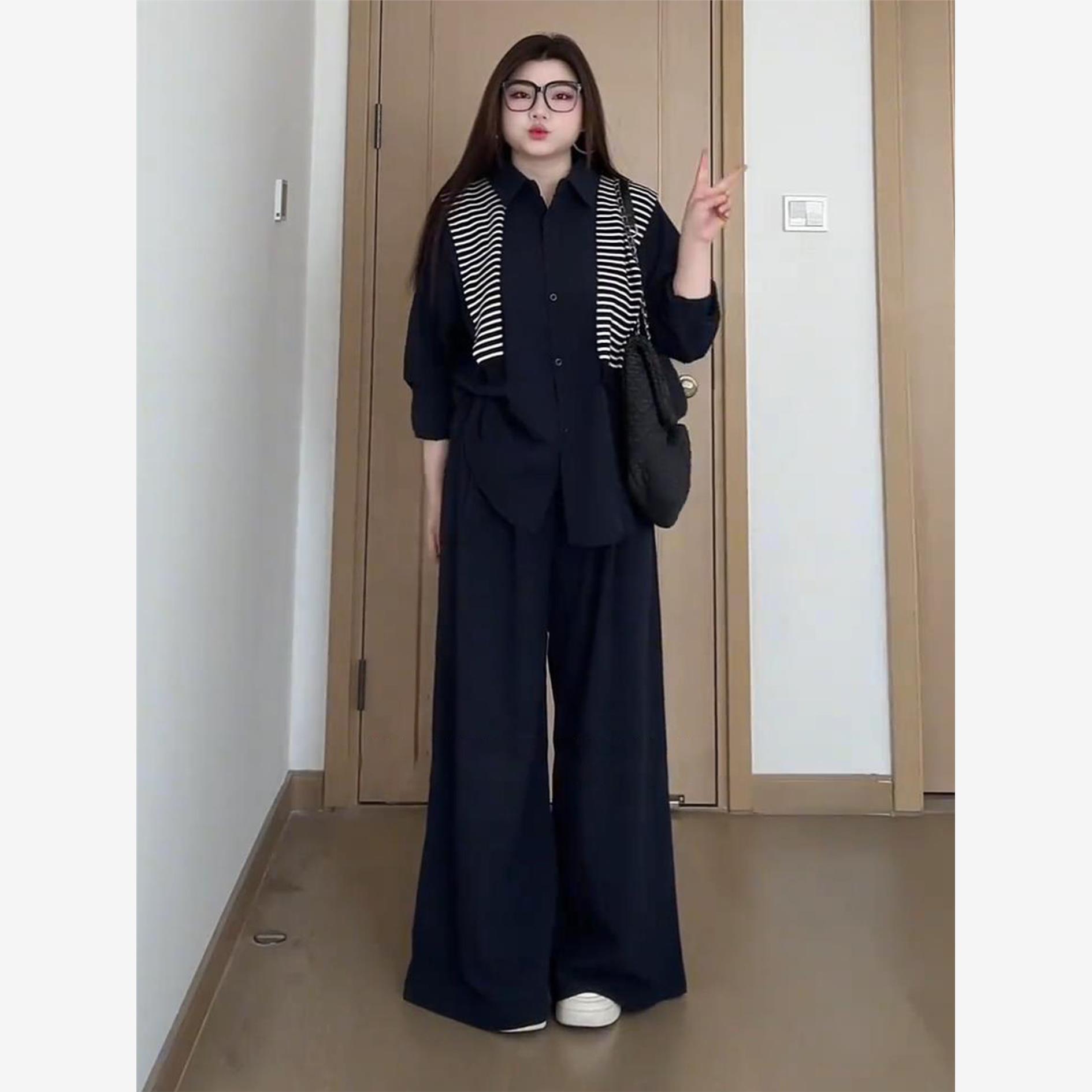 大码老钱风松弛感套装女