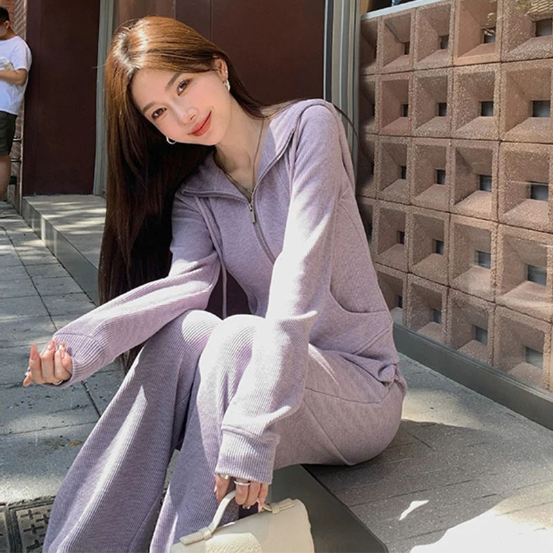 盐甜时尚套装女秋季连帽