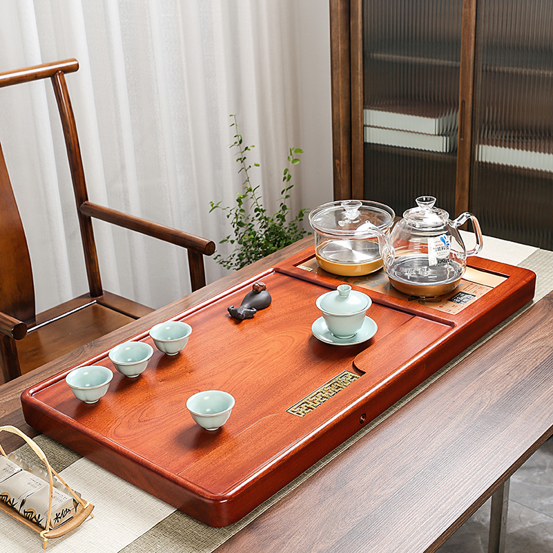 茶盘天然花梨木整块乌檀木家用办公客厅茶海茶具托盘中式一体茶台