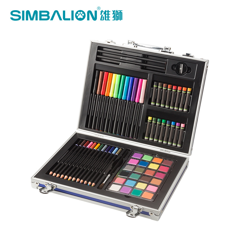 台湾雄狮礼盒套装超炫绘画组24色固体粉饼儿童水彩笔 彩铅 油画棒
