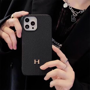 欧美高级感适用苹果17手机壳H潮牌iPhone16ProMax荔枝纹15promax奢华皮质14pro小香风13情侣12时尚 男女11经典