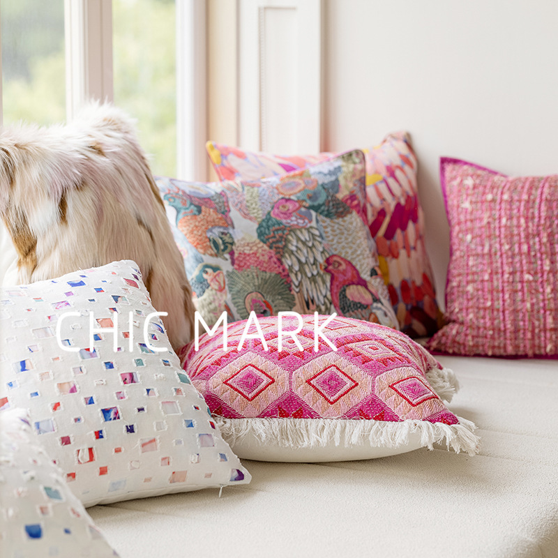 美式色彩色织提花简约样板间展厅装饰沙发抱枕套靠家用床头靠枕