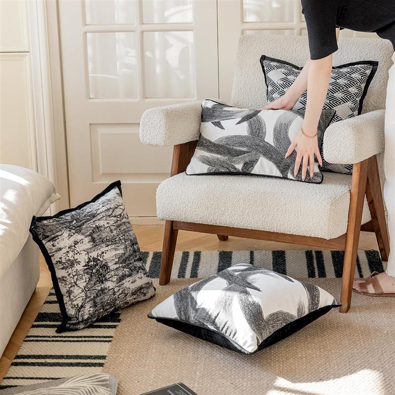 新中式轻奢沙发抱枕套现代简约样板房靠枕床头靠床上靠背枕腰枕