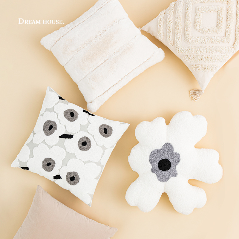 床头靠简约百搭流苏簇绒枕套