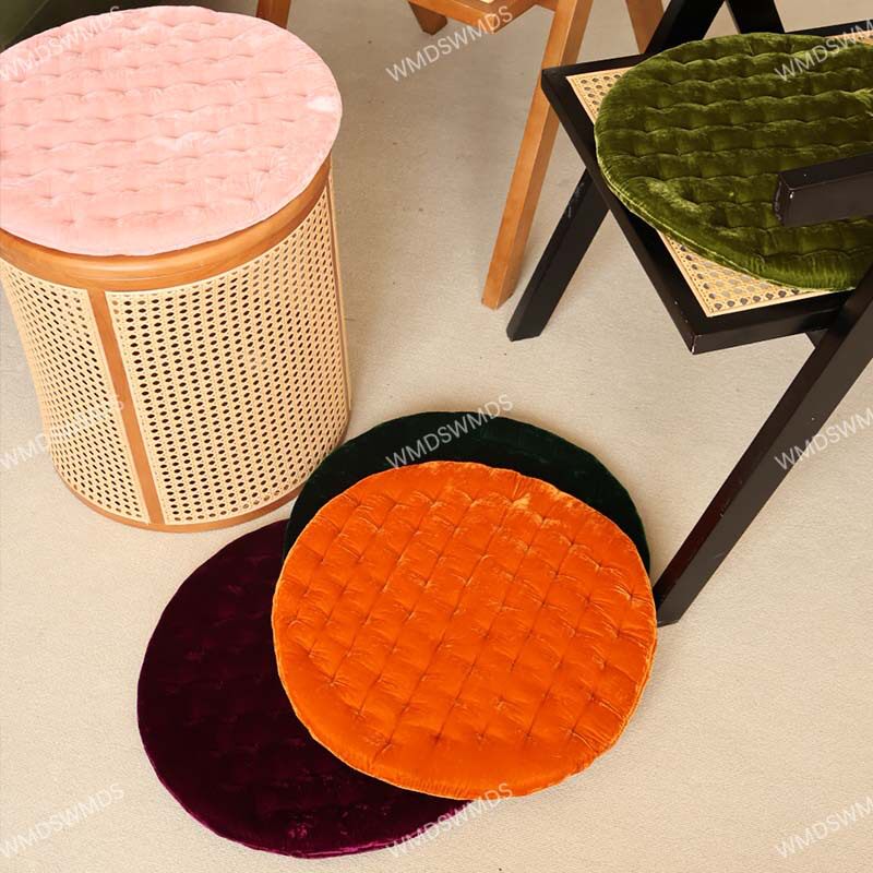 美式复古圆形坐垫薄款办公室久坐圆垫子居家客厅餐椅垫感屁垫