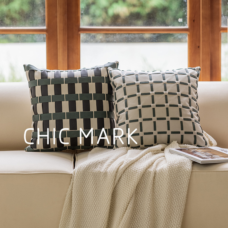 仿皮制PU抱枕沙发客厅靠枕靠抱枕套轻奢靠套高级床头皮枕头