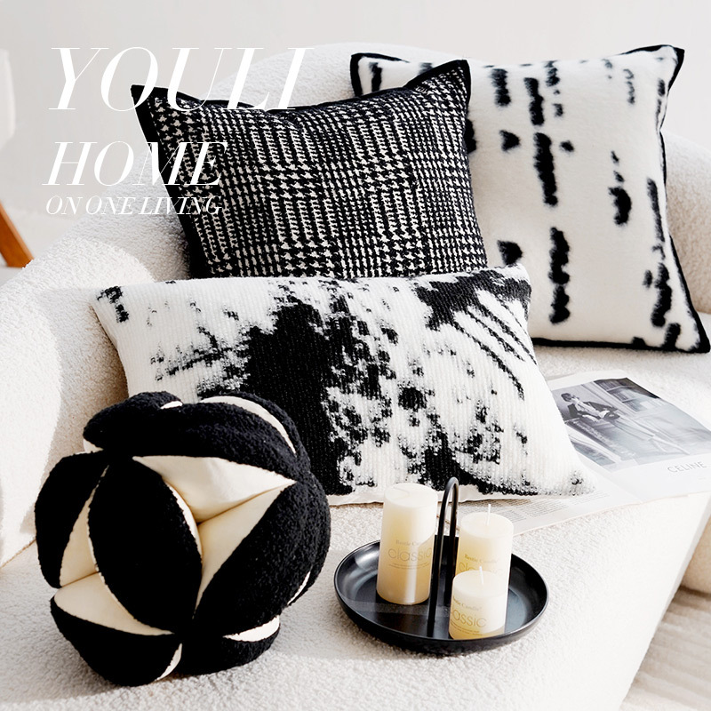 中式沙发抱枕套简约黑色客厅装饰靠枕床头靠垫靠背枕跨境