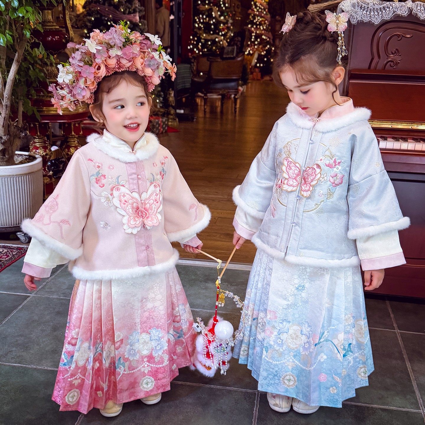 女童马面裙套装冬装2025新款儿童国风新中式明制汉服拜年服两件套,童装/婴儿装/亲子装,汉服,淘宝优惠券,粉丝福利购,淘宝优惠卷