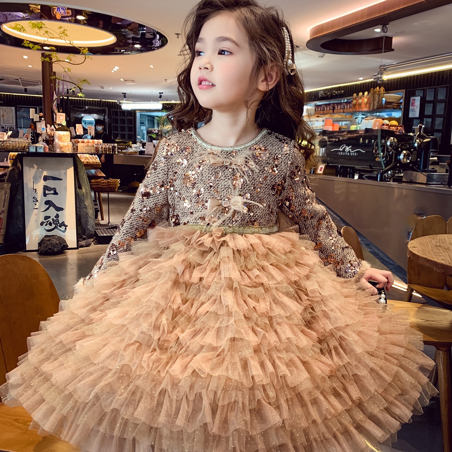 女童亮片小香风礼服公主裙