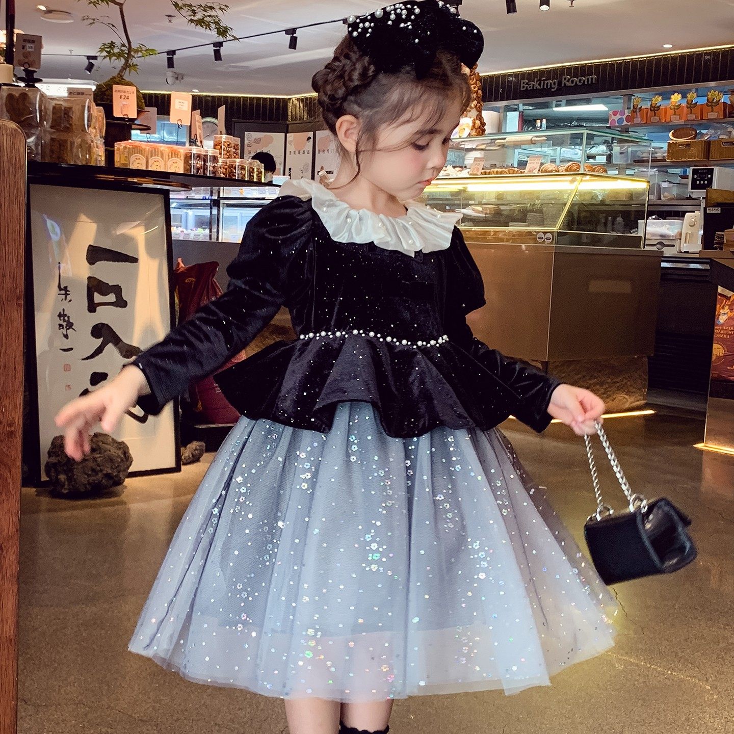 女童丝绒公主裙冬装2025新款儿童韩版赫本风网纱蓬蓬裙生日连衣裙,童装/婴儿装/亲子装,连衣裙,淘宝优惠券,粉丝福利购,淘宝优惠卷